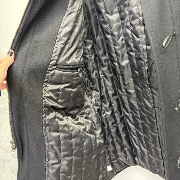 Jos A Bank Duffle Wool Overcoat Removeable Hood Mens Large coat *read - Picture 13 of 16